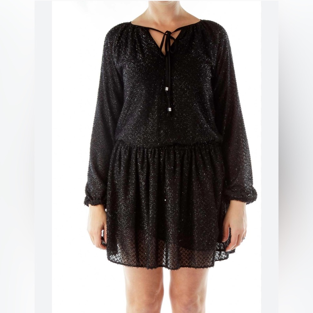 Michael Kors Blousen Long Sleeve Shimmer Dress Black XS